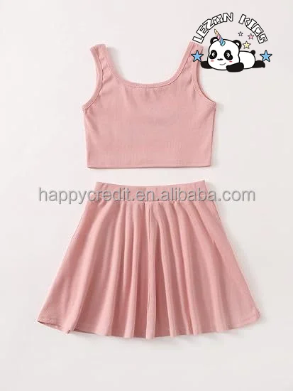 LEZONKIDS - Customizable Hot Sale Butterfly Print Sleeveless Tank Top and Skirt Set 2 Piece Outfits for Girls